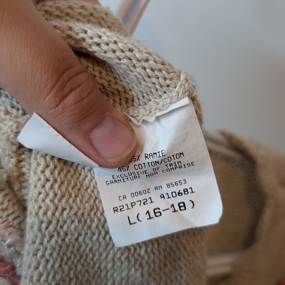 Vintage Francisca L (16-18) Button Up Cream Knit Floral Embroidered Vest - Picture 4 of 10